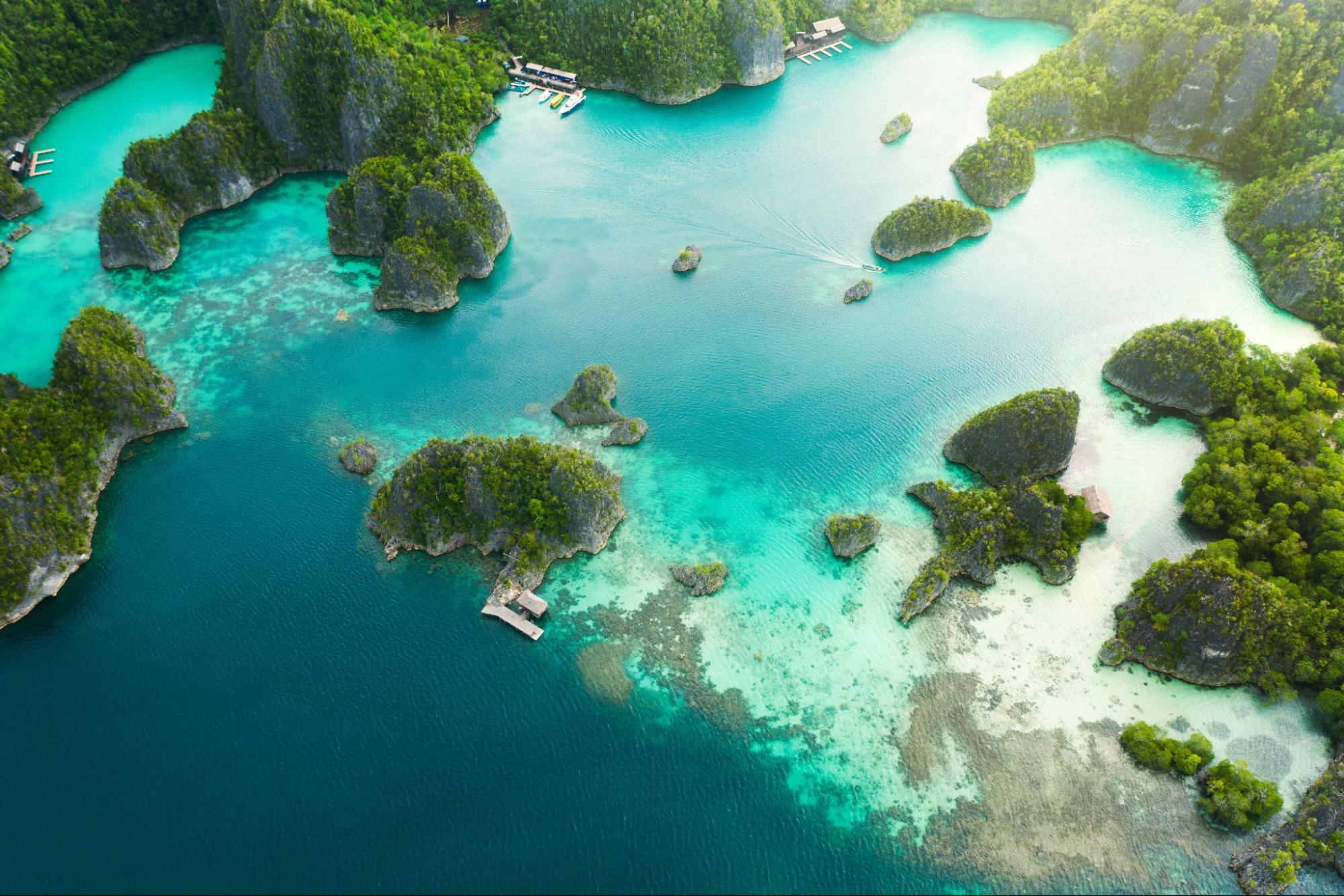 one of Raja Ampat islands aerial view
