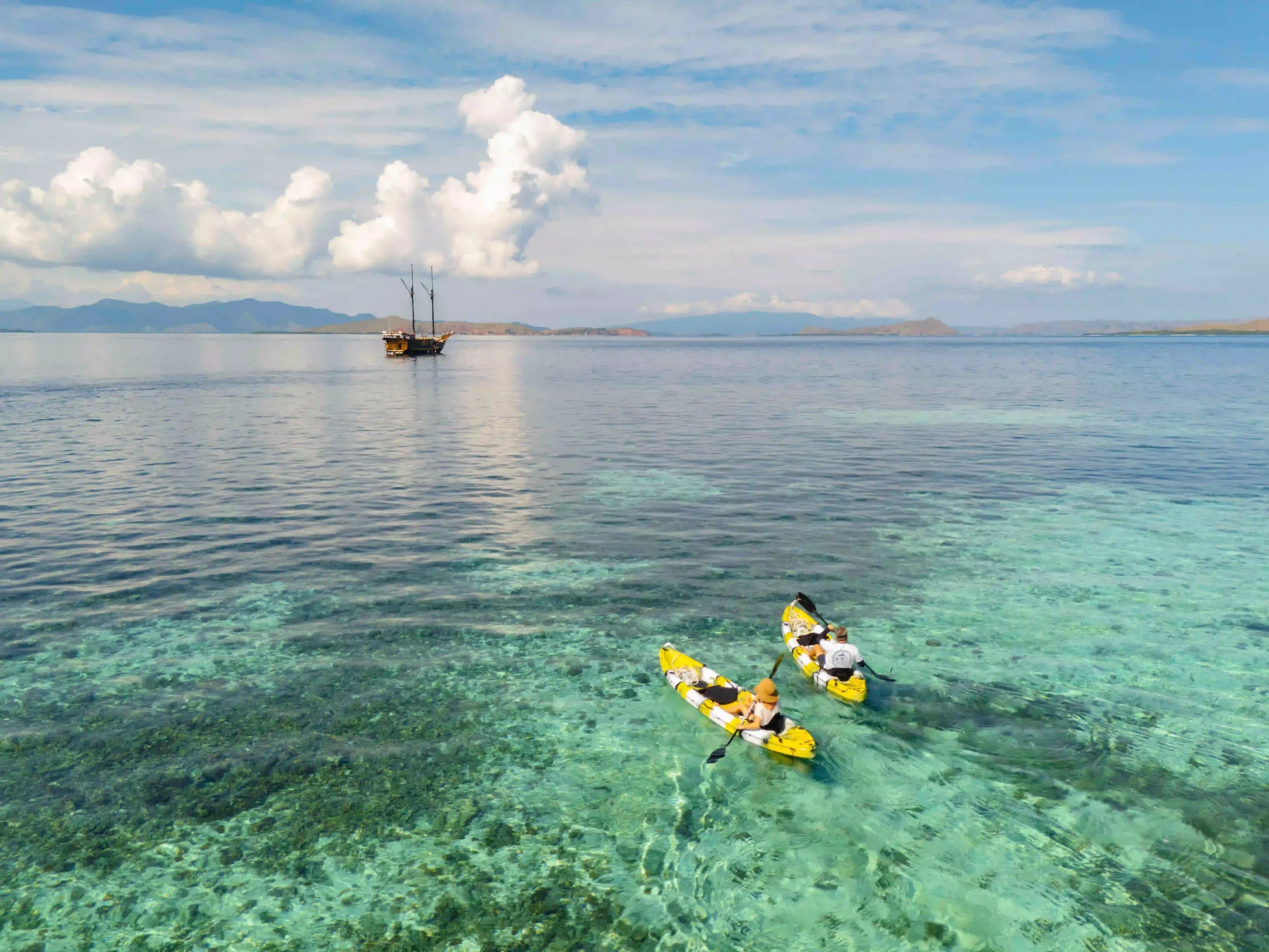 kayaking while onboard a liveaboard in Indonesia